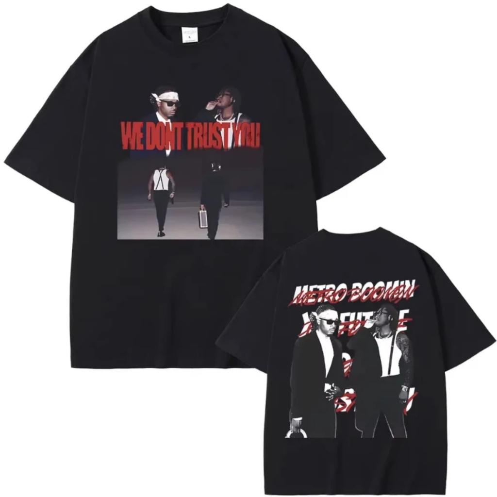 Rapper Future & Metro Boomin 2024 Nuovo Album Hip Hop We Don't Trust You T-shirt Grafica Uomo Donna Casual Girocollo Magliette Oversize