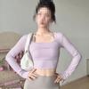 Womens Long Sleeve Yoga Top With Built-in Bra Support Cross Back Fitness Workout Shirt Winter