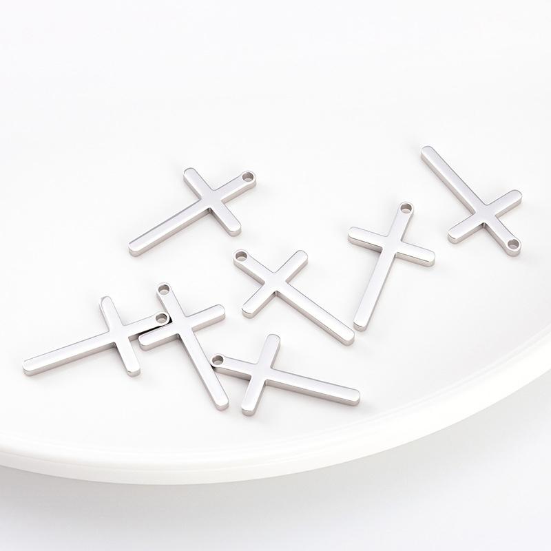 10Pcs/lot Stainless Steel Cross Charms Pendant Religious Jewelry Making DIY Charms Handmade Crafts
