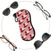 Red Heart Pattern Soft Sunglasses Case, Portable Valentine Print Eyeglasses Protective Pouch, Lightweight Travel Spectacle Bag Accessories