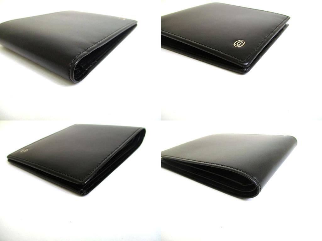 Authentic Cartier Pasha De Cartier Black Leather Silver H/W Bifold Bill Wallet #a814  Refurbished