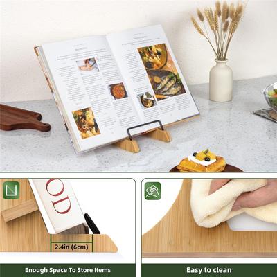 Practical-Cookbook Stand For Kitchen Counter, Bamboo Cookbook Holder, For Kitchen, Cook Book Stand, Recipe Book Holder