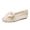 Fashion 2025 Spring Summer Breathable Air Mesh Flats Women Cut Out Bowknot Shoes Lace Loafers Ladies Barefoot Mocassines Mujer Boat Shoe