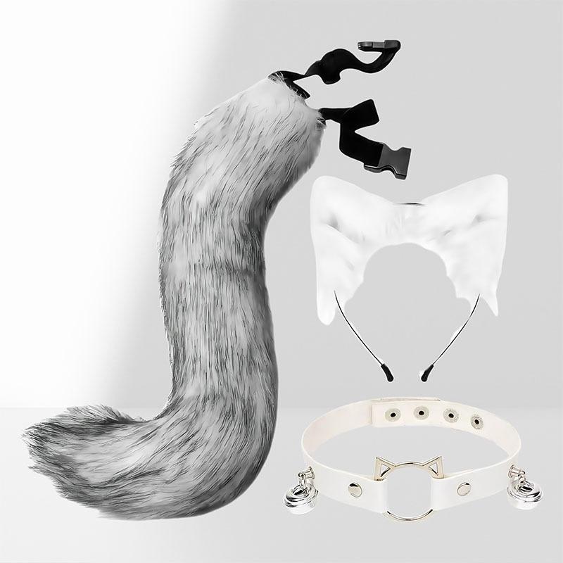 3pcs Cute Cat Costume Accessories Cat Ears Hairpin+Plush Tail +Bell Collar for Performance Cosplay Carnival and Party Dress Up