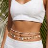 Sexy Double Layer Metal Starfish Shell Waist Chain For Women Rice Beads Ceramic Fish Scallops Belly Chain Vacation Body Jewelry