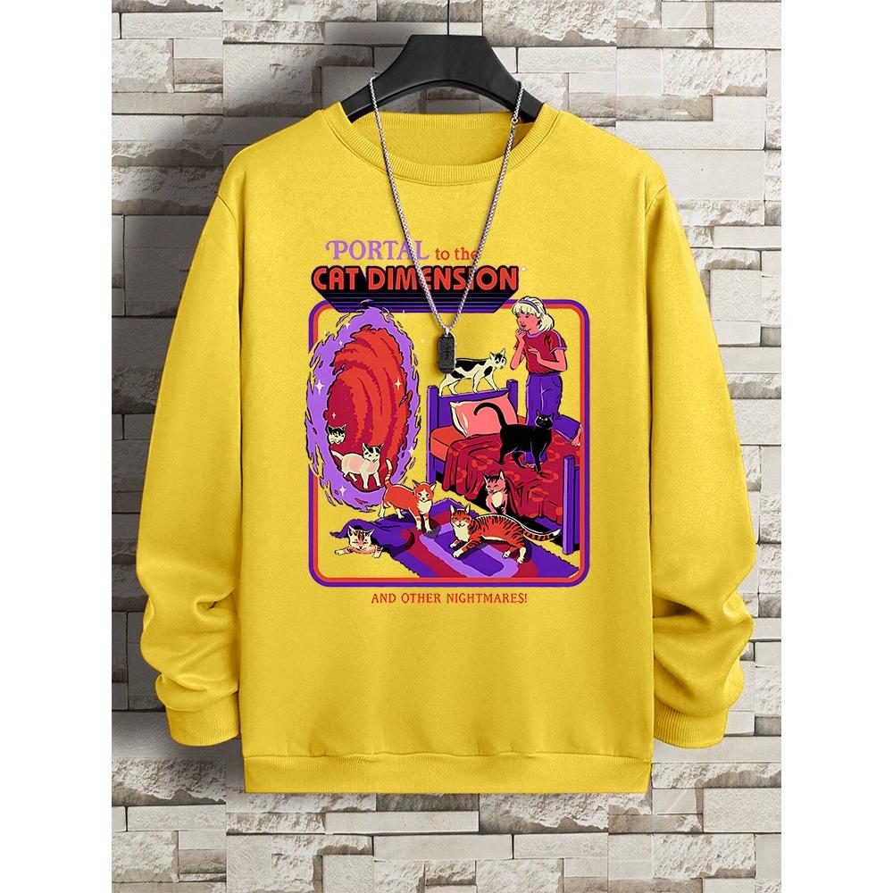 

Портал для кошек Dimension Мужские и женские толстовки с капюшоном Повседневная спортивная одежда Свободная толстовка Harajuku Флисовая одежда 3XL