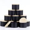 Black Wood Grain Round Tin Candle Box with Lid (8 Oz, 4 Oz, 24-piece Set)