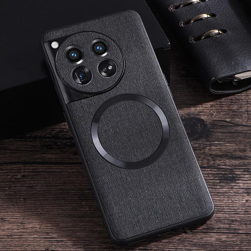 For OnePlus 12 5G Magnetic Case TPU+Cloth Scratch Resistant Phone Cover