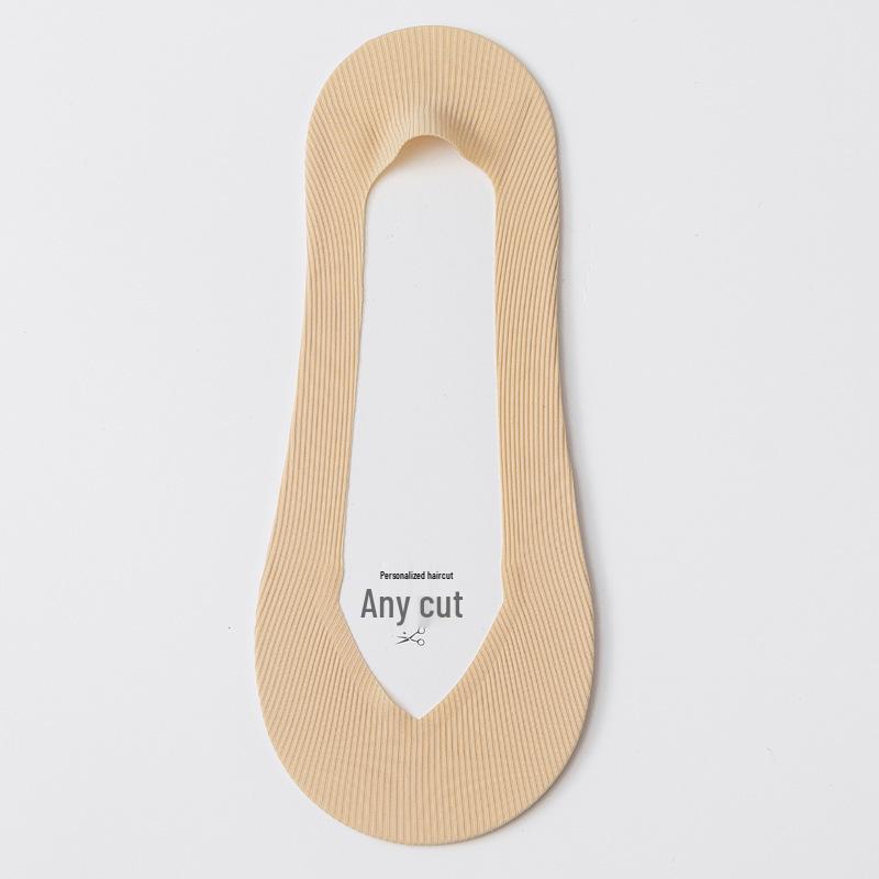 Women's Summer Ice Silk Low-Cut Socks - Non-Slip Heel, Cotton Sole, Invisible & Thin
