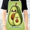 1pcCute Avocado Family Apron Cartoon Fruit Kitchen Cooking Baking BBQ Chef Funny Gift For Mom Dad Kids Matching Linen Bib Aprons