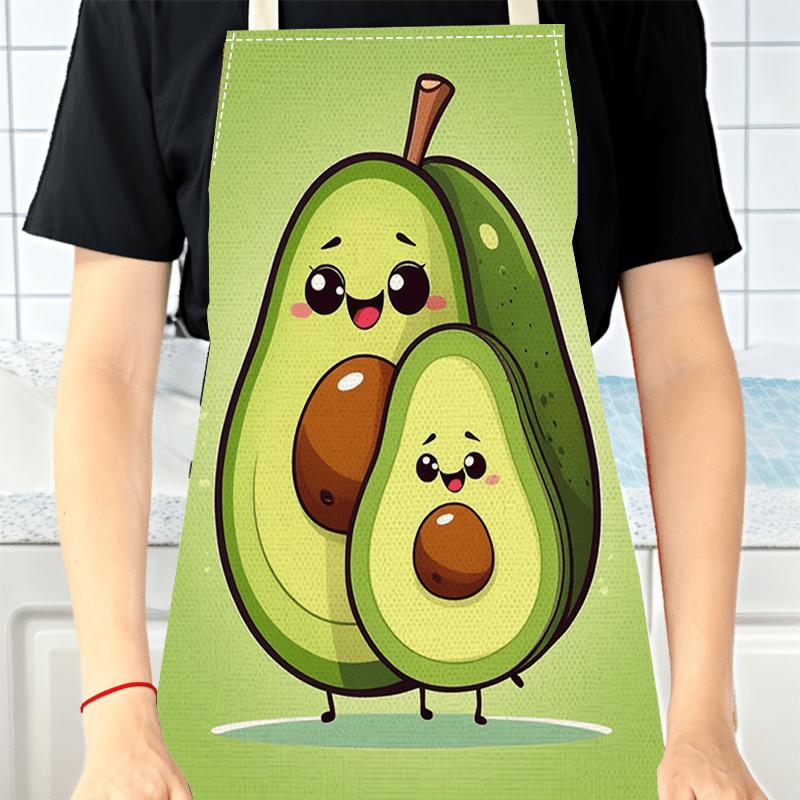 1pcCute Avocado Family Apron Cartoon Fruit Kitchen Cooking Baking BBQ Chef Funny Gift For Mom Dad Kids Matching Linen Bib Aprons