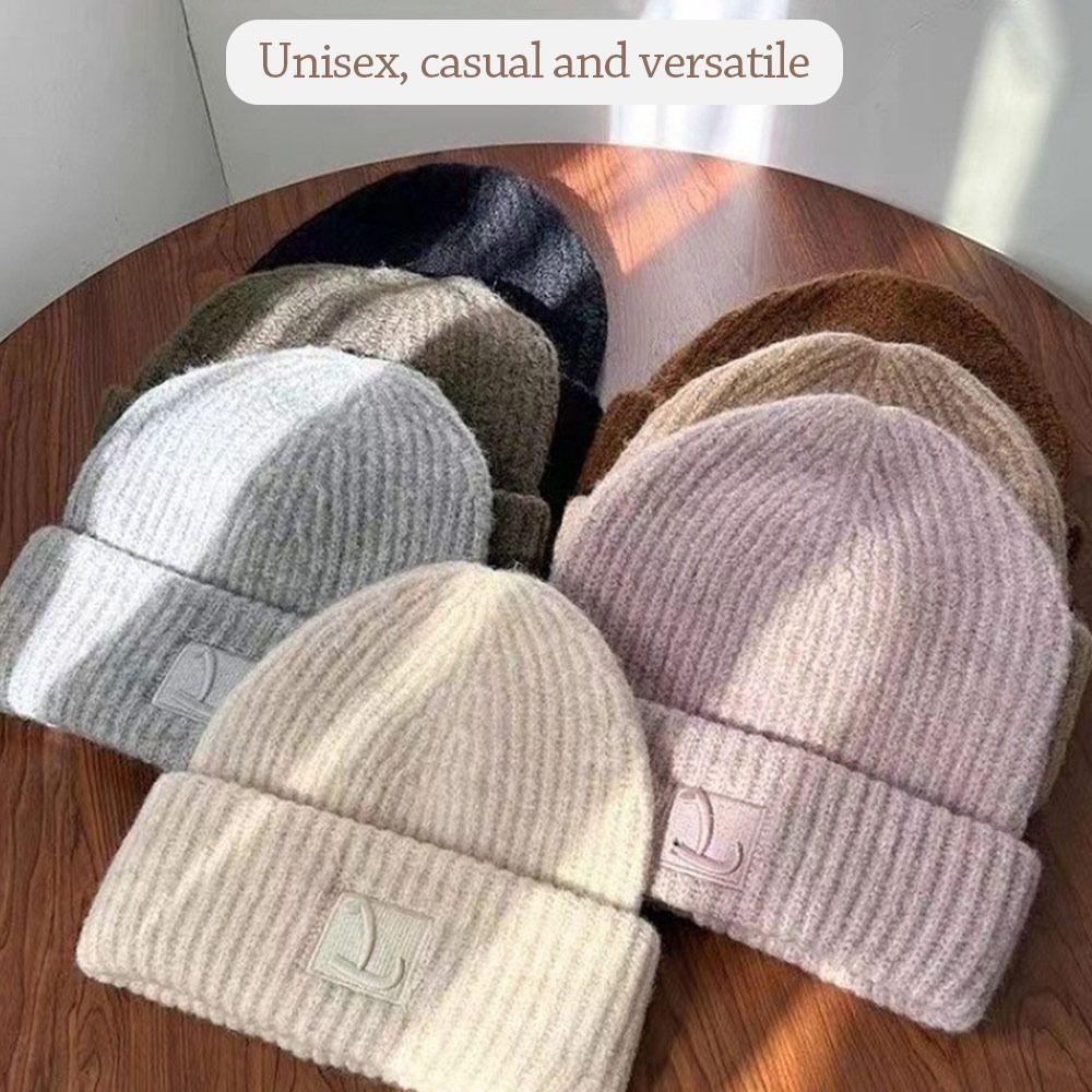 Knitted Warm Hat Solid Color Knitted Cap Women's Fashion Hip-hop Bonnet Women