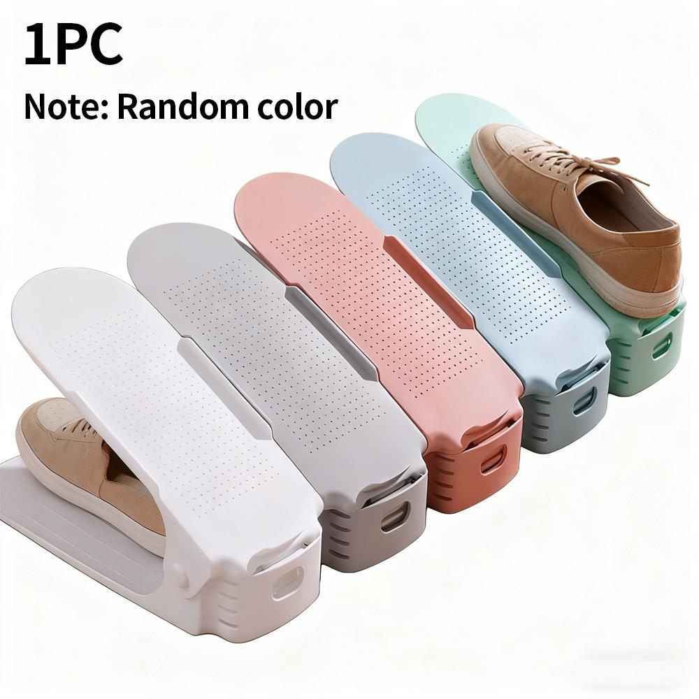 

6PCS/3PCS/1PC Foldable Adjustable Shoe Organizer - Double-Layer Plastic Shoe Stand for Entryway