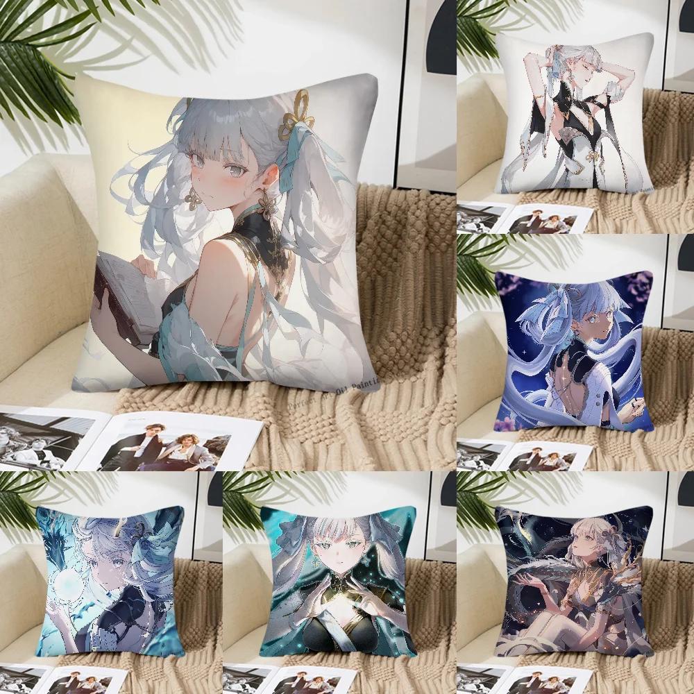 Jinhsi Anime Game W-Wuthering Waves Pillow Case Square Pillow Bedroom Sofa Leisure Comfort Car Living Room Home Decoration 40X40