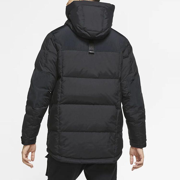 Nike Down Jackets Men's Black Hooded Moderate Quilted Down Jacket CU4393-010