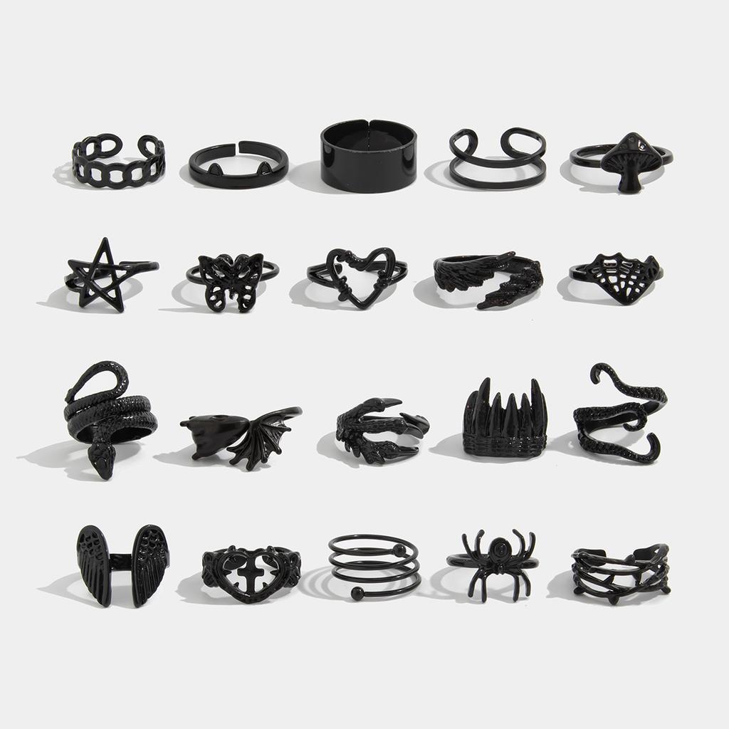 Gothic Dark Snake Vine Open Ring Halloween Spider Bat Wing Finger Ring