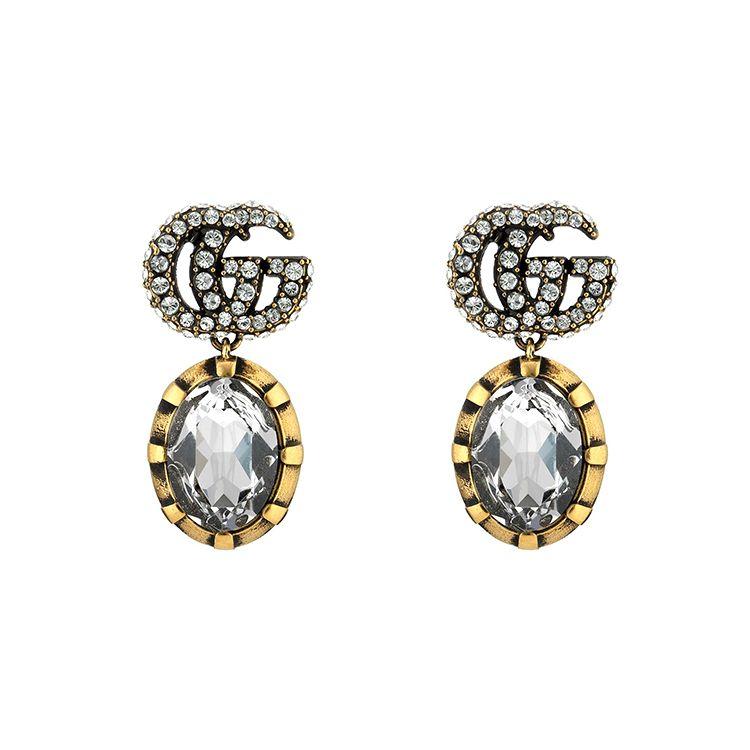 

Gucci Double G Series Fashion Jewelry Vintage Style Matte Crystal Earrings Women earrings Gold 629659J1D508066 Dust Bag+Box (Random Color),Gold