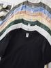 T-shirt bianca girocollo larga da 230g in puro cotone pesante con design versatile e logo stampato personalizzato.