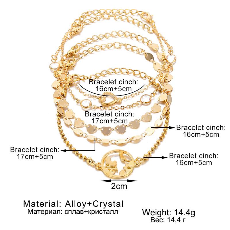 Fashion Daily Wear Party Wedding Jewelry Gift Fashionable 5pcs/set Beach Vacation Style Heart Women'S Bracelet Bracelet Series