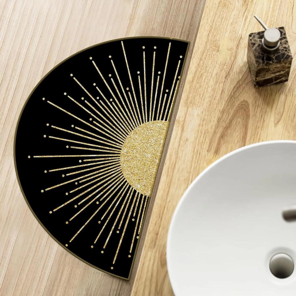 Semi-Circular Line Floor Mat Is Easy To Clean Bathroom Door Mat, Indoor And Outdoor Entrance Carpet, Home Decoration