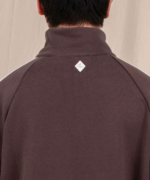 Ellamo French Terry Track Half-Zip Collar Oversized Sweatshirt [Brown]