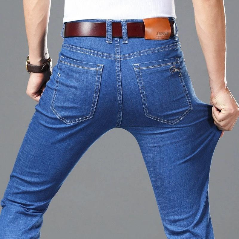 Men'S Jeans Autumn And Winter New Trend Retro Men'S Pants Elastic Straight Leg Pants With Added Fleece And Increased Casual Size