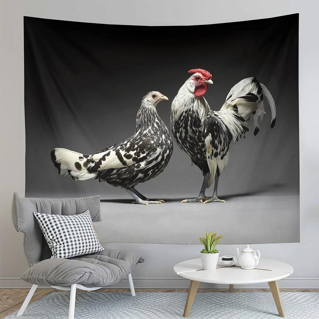 Farm Chicken Tapestry Funny Rooster  Animal Art  Home Living Room Bedroom Wall