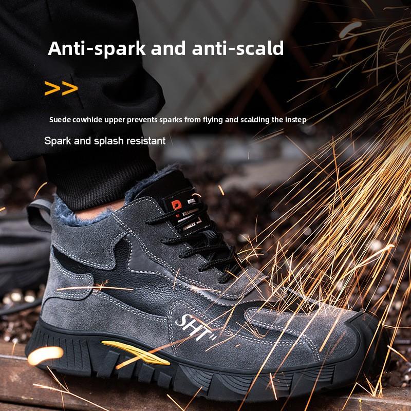 Men's Safety Shoes Thickened Keep Warmer Fleece-lined Men Women Anti-smash Winter with Steel Toe Cap Puncture Safety Sneakers