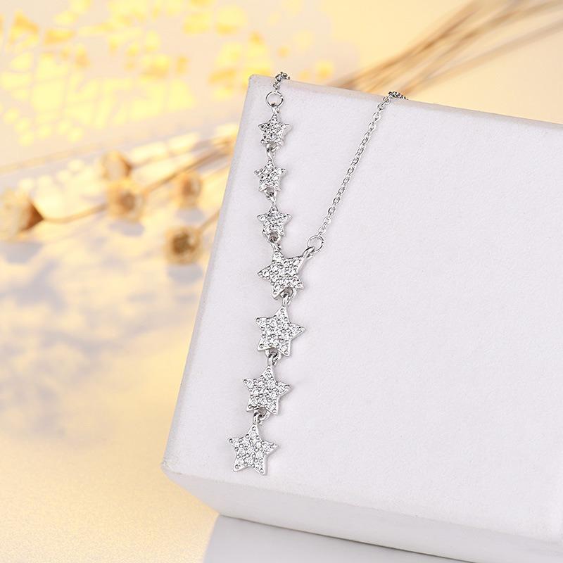 

Seven Stars Falling Necklace Women s Temperament Full Diamond Stars Pendant