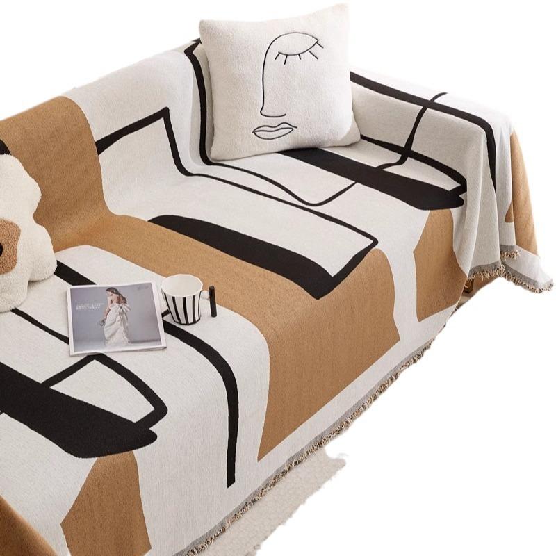 Prosop de Sofa Gros din Material Chenille Simplu Modern Geometric Husă de Sofa All-Inclusive Pânză Husă Universală Anti-Zgârieturi