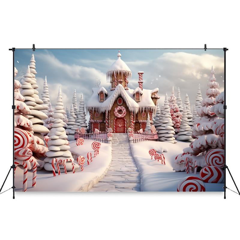 Christmas Candy House Backdrops Birthday Party Tree Snow Props Home Background Girl Newborn Photo Decorations Studio Photobooth