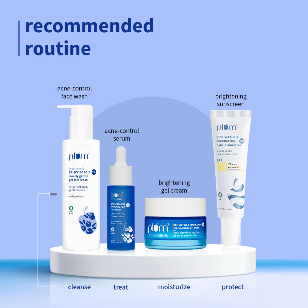 Plum 1% Salicylic Acid Gentle Gel Face Wash with Blueberry for Oily Acne-Prone Skin 100 ml