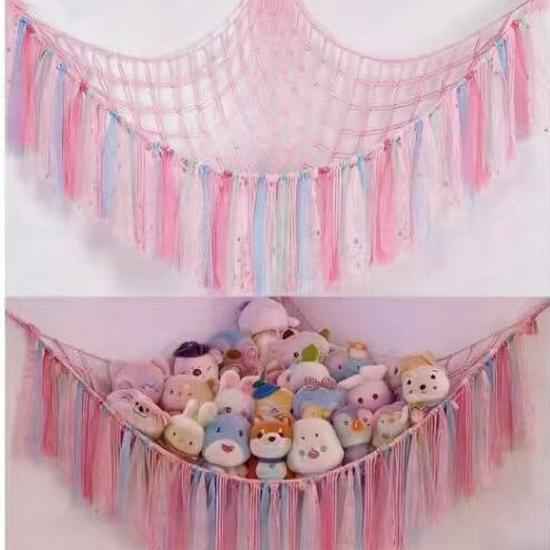 Triangular Cotton Rope Hanging Mesh: Plush Toy Storage and Decoration