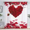 Valentine's Day Red Rose Flower Shower Curtain Waterproof Polyester Landscape Curtains Bathroom Shower Curtain And Rug Sets