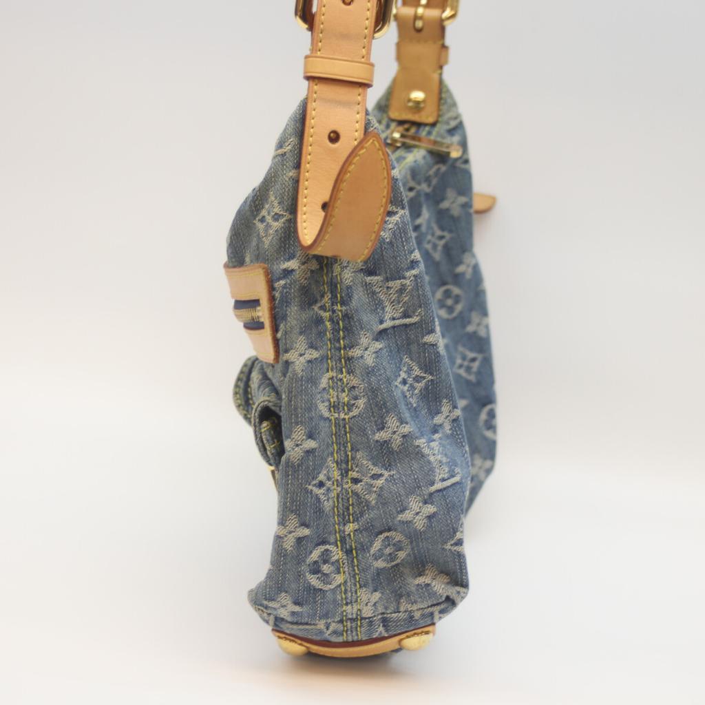 Louis Vuitton 06 M95049 Monogram Denim Baggy PM Long Strap Shoulder Bag blueUsed