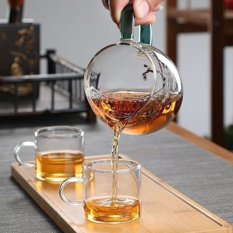 Halbmond-Fairnessbecher Tee-Set Tee-Meer verdicktes Glas Tee-Set mit Filter Teekanne groß einfach