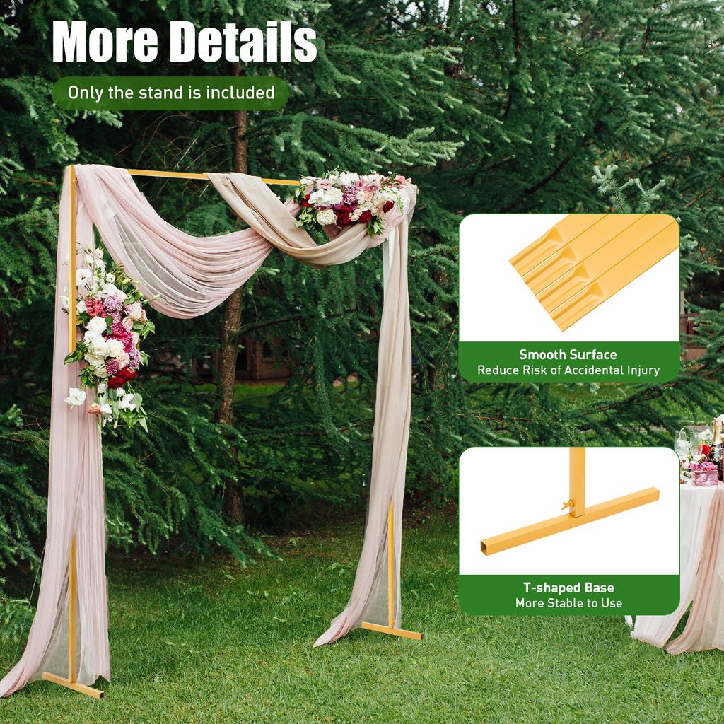 Square Wedding Arch Stand Iron Adjustable Height Backdrop for Wedding Party Decor, Birthday Baby Shower