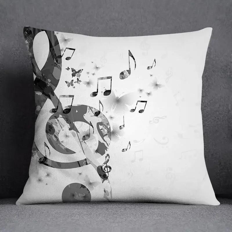Musical Note Guitar Series Pattern Home Decoration Pillow Case Square Office Cushion Cover