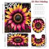 4Pcs Sunflower Art Shower Curtain Set with Non-Slip Bath Mat, Toilet Lid Cover, Contour Rug & 12 Hooks, Bathroom Decor