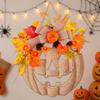 Rustic Halloween Wooden Pumpkin Door Hanger Thick Board Halloween Front Door Sign for Outdoor Use