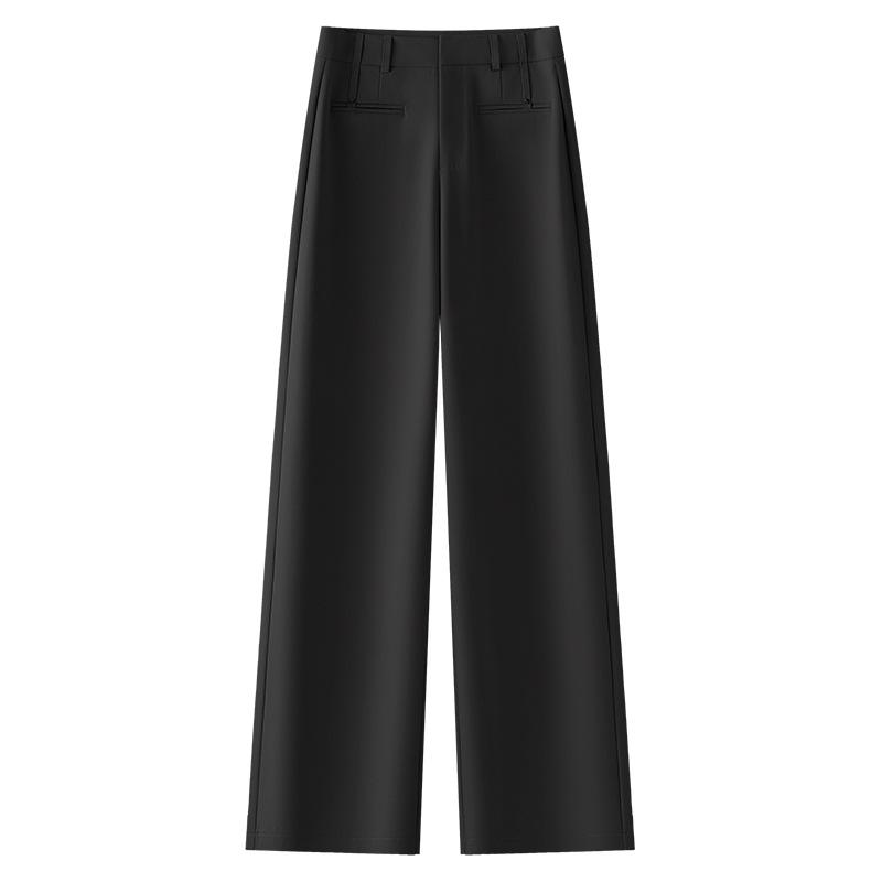 Women's Khaki Wide-Leg Suit Pants: 2025 Spring High-Waist Straight-Leg Style for Casual and Formal Wear