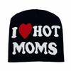 I Love Hot Moms/dads Printed Beanie Caps Windproof Pullover Hat Fashion Knitted Hats  Unisex