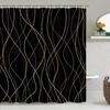Simple Abstract Line Bathroom Four-Piece Shower Curtain Bathroom Shower Curtain Partition Curtain Bathroom Curtain Polyester