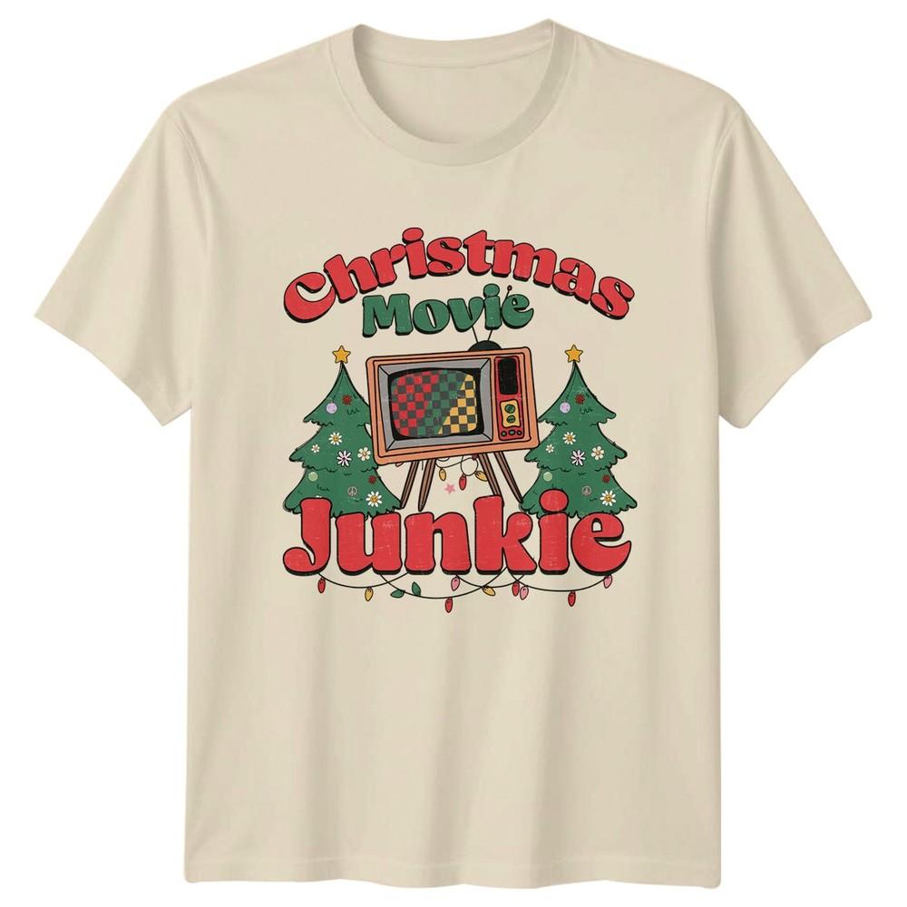 Christmas Movie Junkie Christmas Holiday Unisexs Unisexs Graphic Tee Shirt