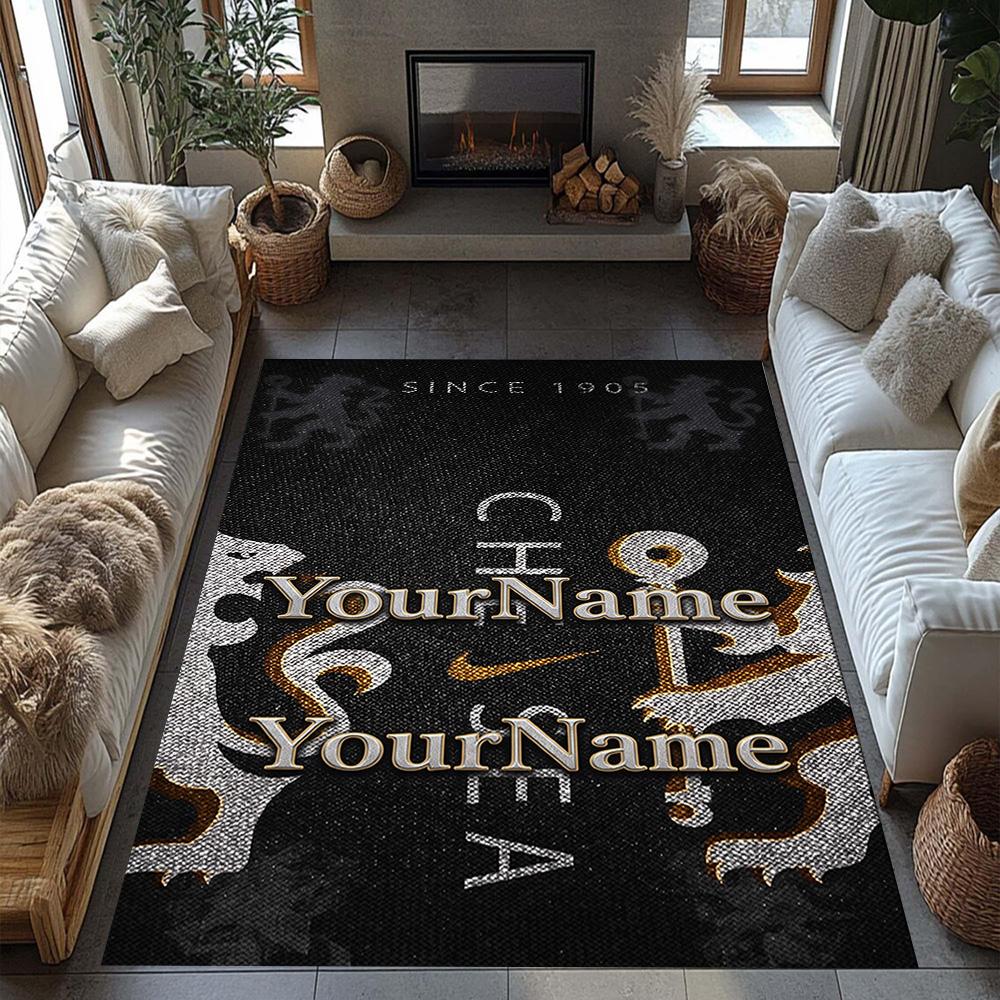Chelsea Personalized Text Floor Rug Office Rug Perfect for Game Room Kitchen Entryway Bedrooms Anti-slip Rug Decorate Offices
