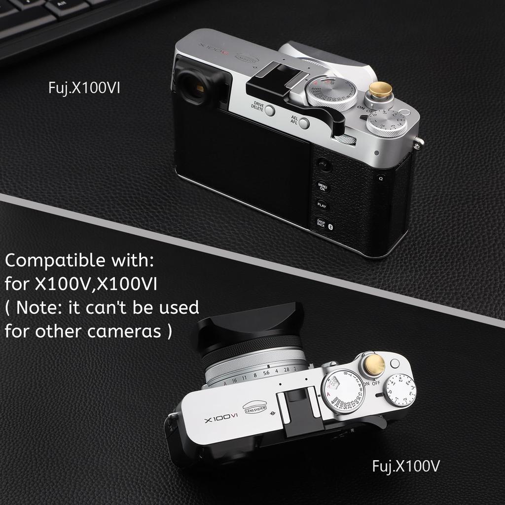 Haoge Metal Hot Shoe Rest Hand Grip for Fujifilm X100VI and X100V Black THB-X2B Thumb-Up Cameras,