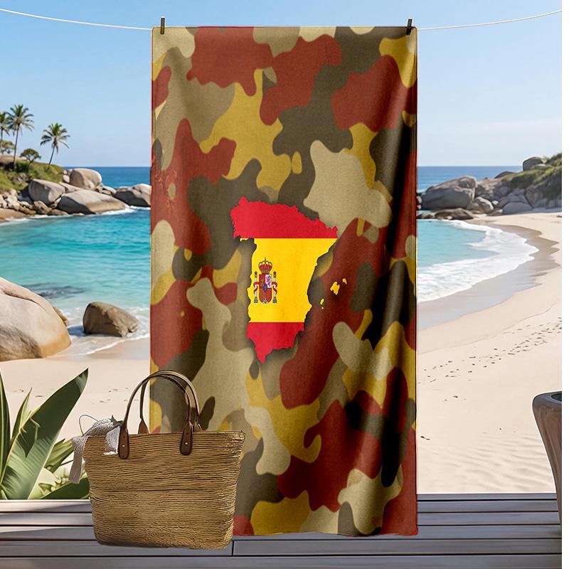 Spain Football Print Beach Towel Quick Dry Super Absorbent Soft Bath Towel for Swimming Beach Travel Fan Souvenir Gift