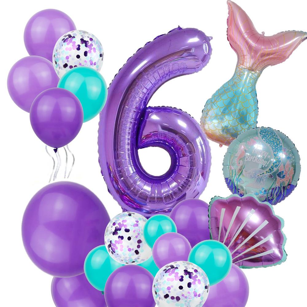 Masson Mermaid 40 Inch Purple Large Digital Aluminum Film Balloon Package Latex Balloon