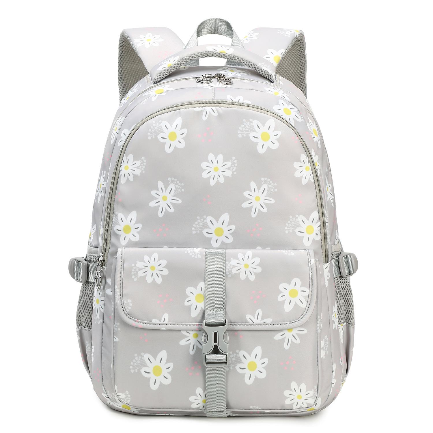 bloemenprint basisschoolleerling lichtgewicht rugzak grote capaciteit schooltas voor meisjes kinderrugzak met veel vakken white