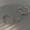 Sophisticated Sterling 925 Silver Geometric Adjustable Ring Contemporary Style For Women Fashionable